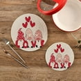 thumbnail image 2 of FREEAMG Cute Valentine's Day Gnome Elf Trivet Pot Holder,Round Woven Potholders Set 2PCS-Braided Hot Pads - Coasters - Table Mats for Cooking and Baking68, 2 of 7