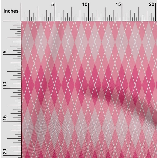 oneOone Cotton Silk Medium Pink Fabric Argyle Check Craft Projects Decor Fabric Printed By The Yard 42 Inch Wide