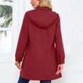thumbnail image 2 of SWSMCLT Women's Hooded Raincoat Lightweight Slim Fit Full Zip Long Rain Jacket Trench Coat Waterproof Rain Coats Casual Anoraks Long Sleeve Outerwear Burgundy 6, 2 of 5