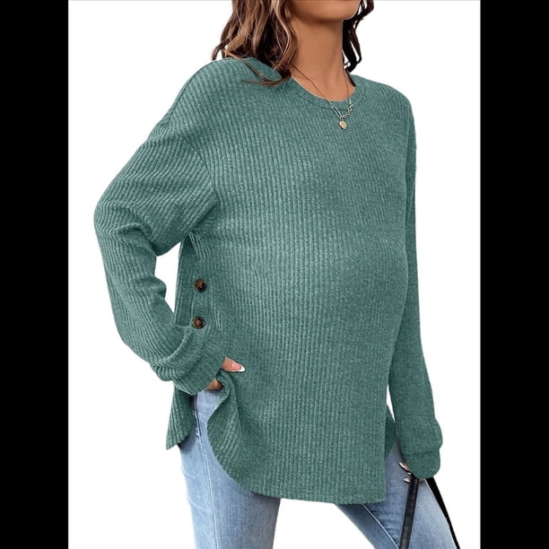 Camiseta de Maternidad de Larga para Mujer, Top Deportivo, Túnica, Atuendo para Mamá. Verde M