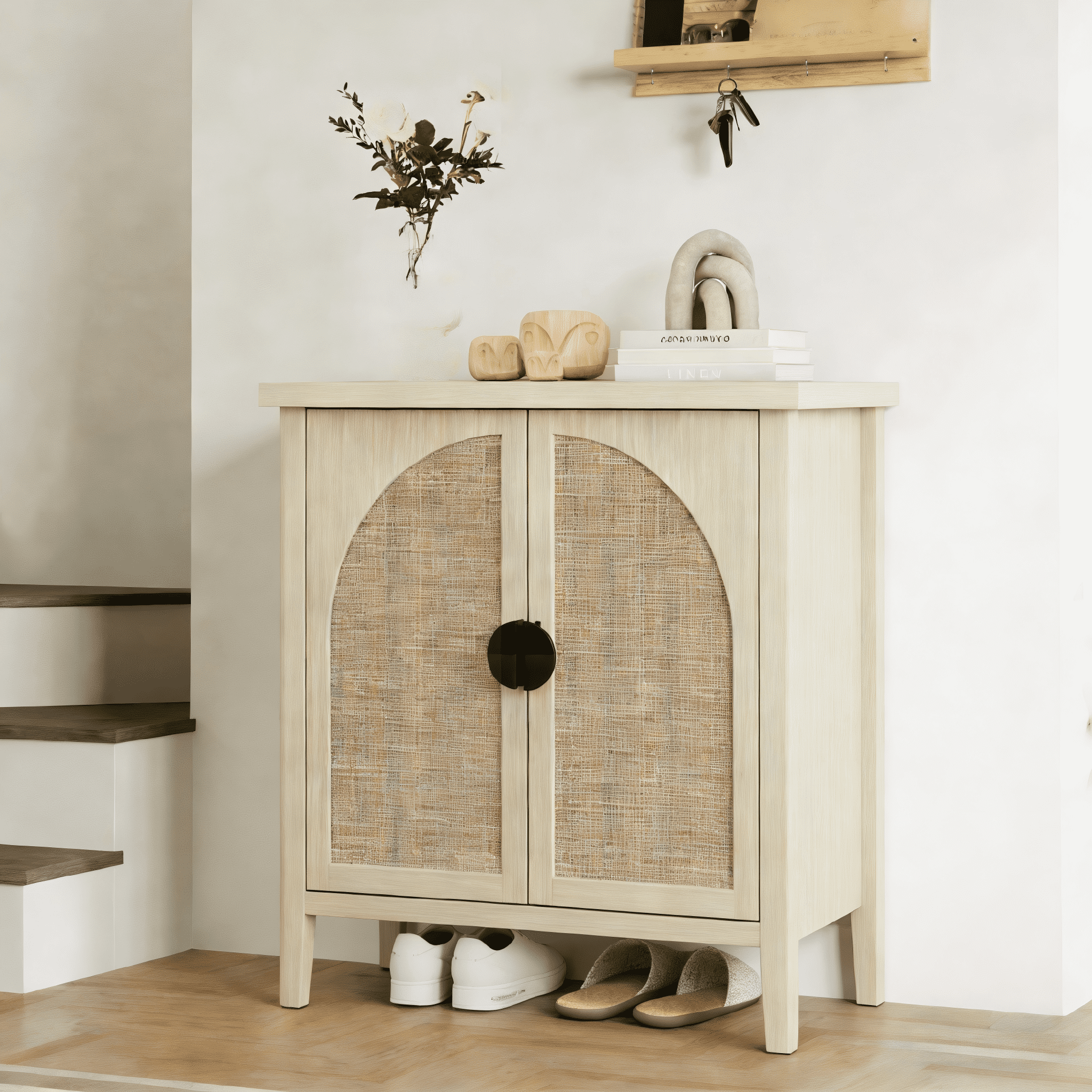 Gewnee Rattan 2 Door Cabinet, Suitable for Bedroom, Living Room, Study