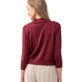 thumbnail image 3 of URBAN DAIZY Women's Classic 3/4 Sleeve Crop Bolero Cardigan Open Front Cropped Shrugs Knit Sweater A09_620 Burgundy 1XL, 3 of 7