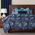 thumbnail image 4 of SIScovers  Sailboat Nautical Print Duvet Set Islander Indigo - King - 3 Piece, 4 of 5