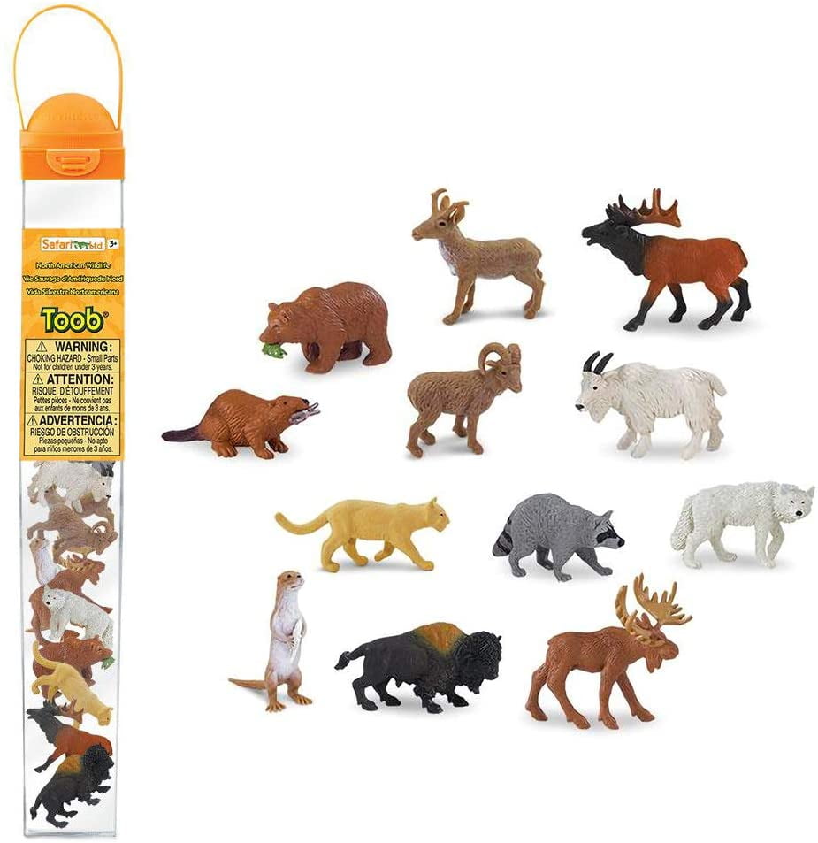 Safari Ltd. Wild Safari North American Wildlife TOOB With 12 Favorite Animal Toy Figurines