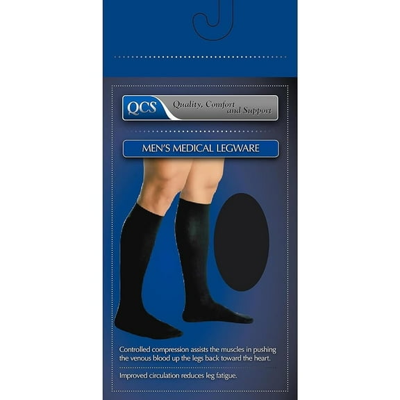 QCS Men's Firm Compression Medical Legwear, Medium, Black