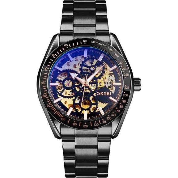 Men’s Watch Luxury Mechanical Stainless Steel Skeleton Waterproof Automatic Self Winding Luminous Wrist Watch