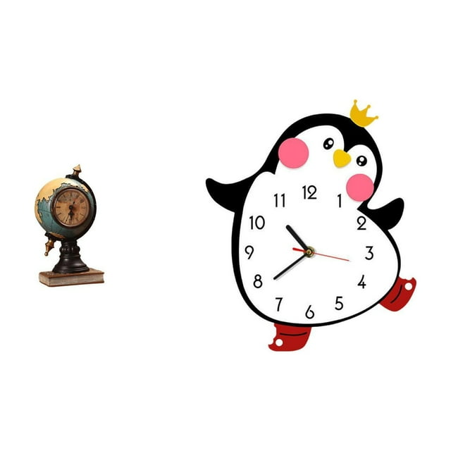 Reloj De Mesa Con Figura De Pingüino Moderno, Pieza De Colección, Adorno Decorativo Para Estantería, Oficina, Dormitorio O Armario. Funciona Con Pilas. Multifuncional.