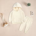 thumbnail image 4 of CAUYDY 3 6 9 12 18 Months Toddler Boys Fall Winter Clothes 2T 3T 4T 5T Baby Long Sleeve Top Joggers Pants 2PCS Cute Set Newborn Outfits Beige for Sizes 18-24 Months, 4 of 7