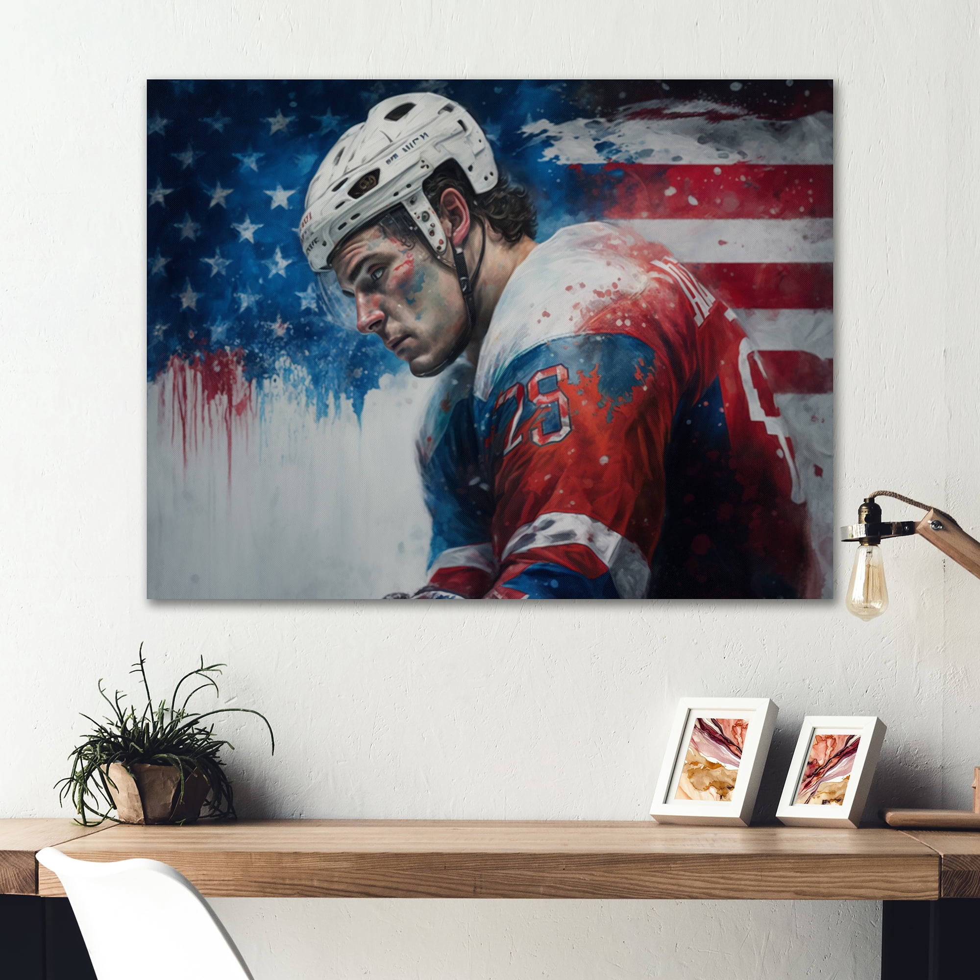 Designart Hockey Player On Break I Canvas Wall Art