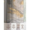 thumbnail image 6 of Abstract Marble Texture Sheer Curtains 108 Inches Long 2 Panels Grey Gold Gradient Wave Watercolor Light Filtering Semi Sheer Window Curtains Drapes for Bedroom Living Room 52"x108", 6 of 7