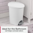 thumbnail image 5 of (2 pack) Sterilite Small Bathroom Trash Can, 2.6 Gallon Plastic Garbage Bucket Bin with Step Lid, White, 5 of 10