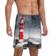 thumbnail image 2 of Balery 3d Lighthouse in the Surf Pantalones cortos de pijama de punto de algodón para hombre con cinturilla y bolsillos-4X-Large, 2 of 6