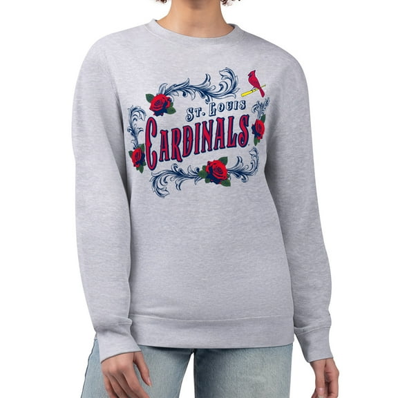 Women's G-III 4Her by Carl Banks Gray St. Louis Cardinals Retro Roses Fleece Pullover Sweatshirt