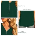 thumbnail image 3 of Camiseta sin mangas para mujer con cierre de cremallera, cuello en V, tipo suelto, camisas de gasa sin mangas para uso de verano, verde L, 3 of 4