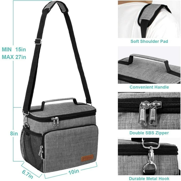 HomChum Insulated Lunch Dinner Bag for Women/Men - Reusable Lunch Box for  Office Work School Picnic Beach - Leakproof Cooler Tote Bag Freezable with  Adjustable Shoulder Strap - 10L 