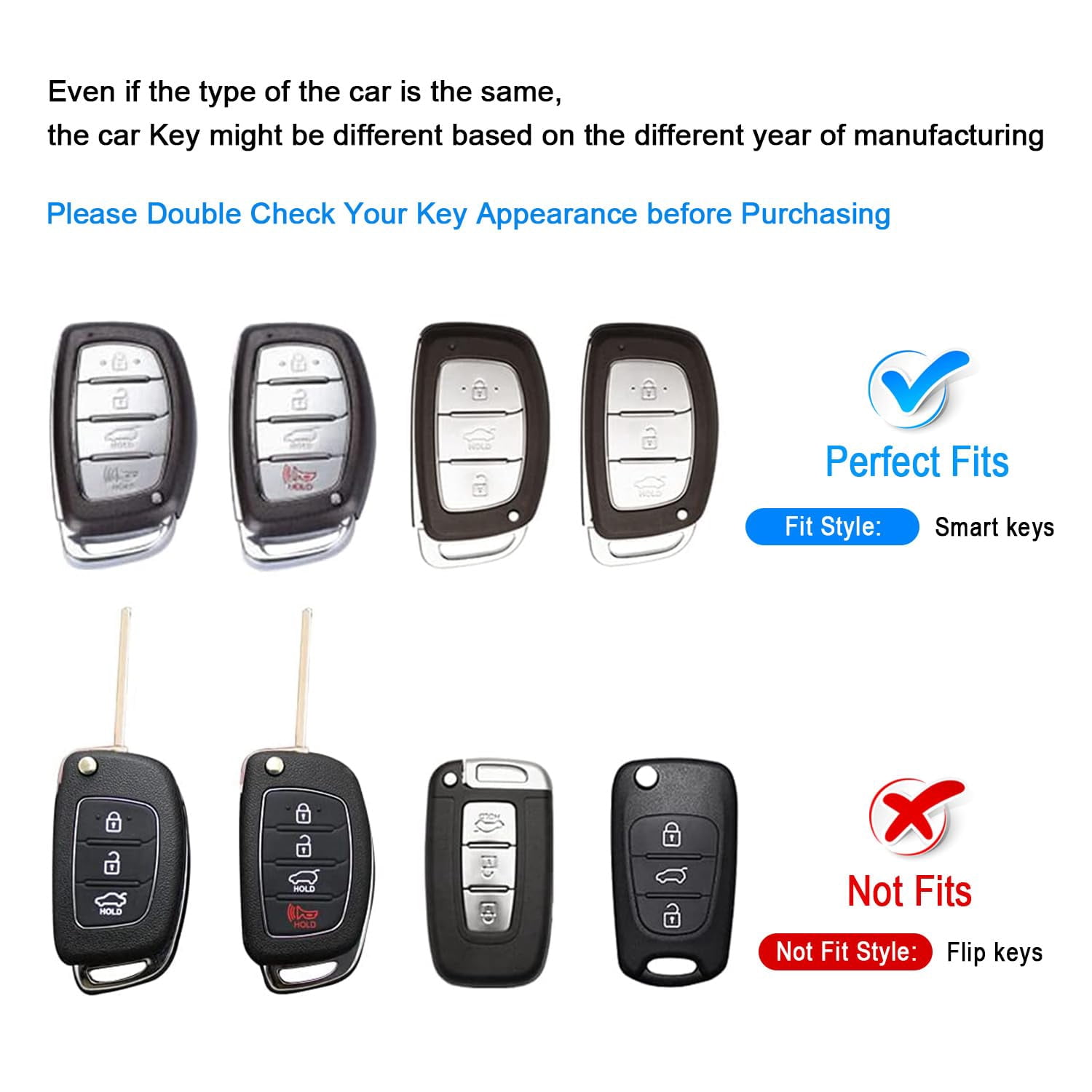 Premium Soft TPU Full-Body Key Fob Cover with Keyring for 2019-2021 Hyundai Elantra Ioniq Sonata Tucson Elantra GT 3/4 Button Smart Key