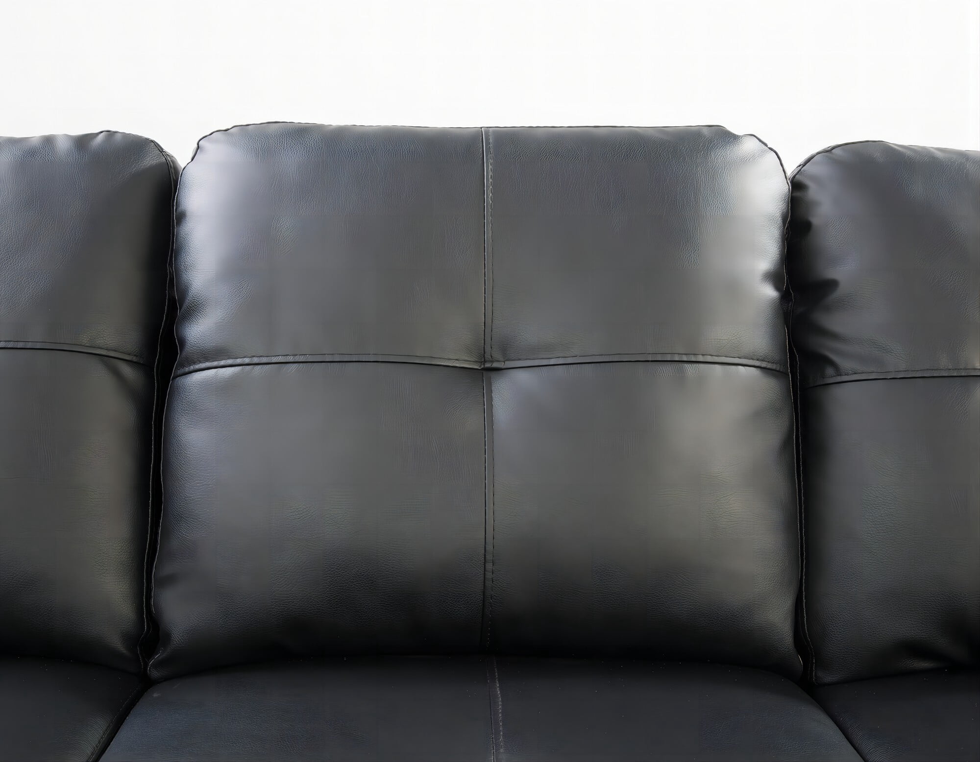 DEALTOPS L-Shaped Sectional Sofa Set with Storage Ottoman - Leather Upholsted Sofa Couch, Nailhead Trim, Black