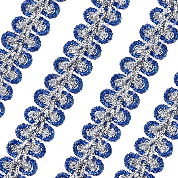 15 Yards Metallic Braid Lace Trim Blue & Silver Sewing Centipede Lace 10x3mm Decorated Gimp Trim for Wedding Bridal DIY Clothes Jewelry Crafts Sewing Home Decor