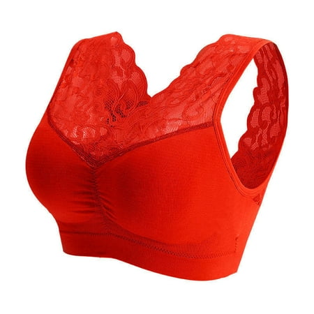 

Liveday Breathable Lace Support Bra with Removable Pad No rims V Neck Design Gathering Bra New