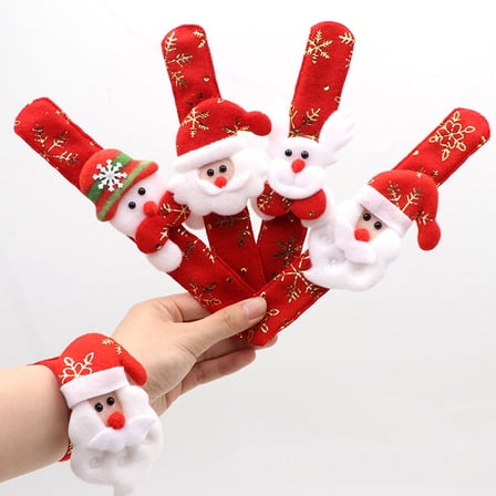 NIYANGLE 6Pcs Slap Bracelets for Kids Boys Snowflake Party Favors Circular Wearable