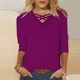 thumbnail image 2 of BangWanChi 3/4 Length Sleeve Womens Tops Women's Fashion Casual V-neck 3/4 Sleeve Top, 2 of 5