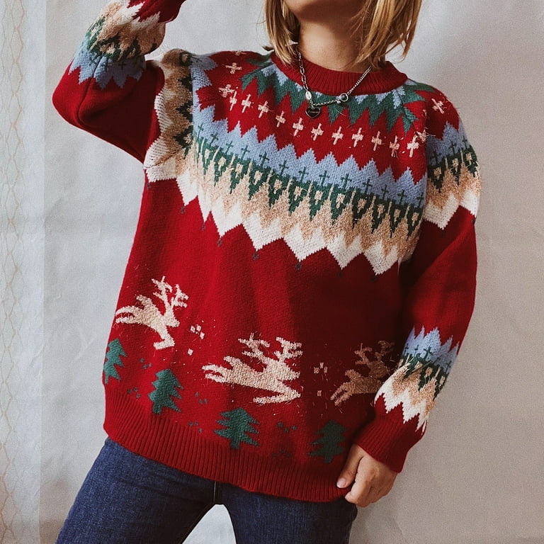 YWDJ Cute Christmas Sweaters for Women Plus Size Round-Neck