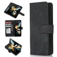 thumbnail image 1 of SaniMore for Samsung Galaxy Z Fold 4 7.6" 2022 Case, PU Leather Flip Fold Wallet Cover, Detachable Wrist Strap, Card Slots Cash Pocket, Shockproof Full Protective Shell, Black, 1 of 10