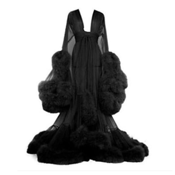 Women\'s Trailing Long Dress Feather Flared Sleeves Dress Perfect For Bachelorette Parties