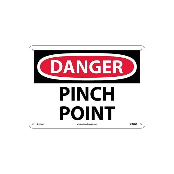National Marker Danger Signs; Pinch Point 10X14 .040 Aluminum D599AB