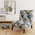 thumbnail image 2 of Designart "Roses Of Cobalt Blue Renaissance VI" Blue Rose Pattern Upholstered Accent Chair - Cottage Arm Chair For Living Room, 2 of 5