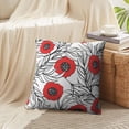 thumbnail image 3 of LALILO Throw Pillow Covers Poppy Flower Doodle Ink Floral Red Poppies And Cushion Cover 18" x 18", 2 Pack, 3 of 6