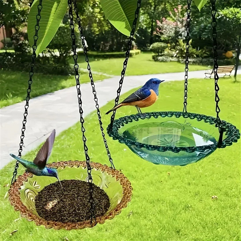 2PCS Outdoor Hanging Bird Feeder Garden Decoration Bird Bath Tray