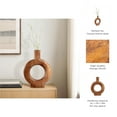 thumbnail image 3 of Mango Wood Decorative Vase - Handcrafted Round Hollow Design - Modern Minimalist Home Decor - Rustic Brown Finish - Ideal for Living Room, Bedroom, Office & More - 18" Brown, 3 of 11