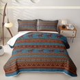thumbnail image 2 of jejeloiu Teal Western Horse Aztec Print Bed Spread Queen Kids,Boho Farm Pattern Queen Coverlet Set,3pcs, 2 of 7