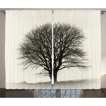 Ambesonne Country Curtains 2 Panel Set, Branch Tree Field, 108" x 90", Ivory Dark Grey