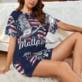 thumbnail image 4 of Rocae Mallard Duck With American Flag for Two Piece Sleepwear Pajamas Sets for Women Soft Short-Sleeved Pjs with Lounge Shorts -Large, 4 of 6