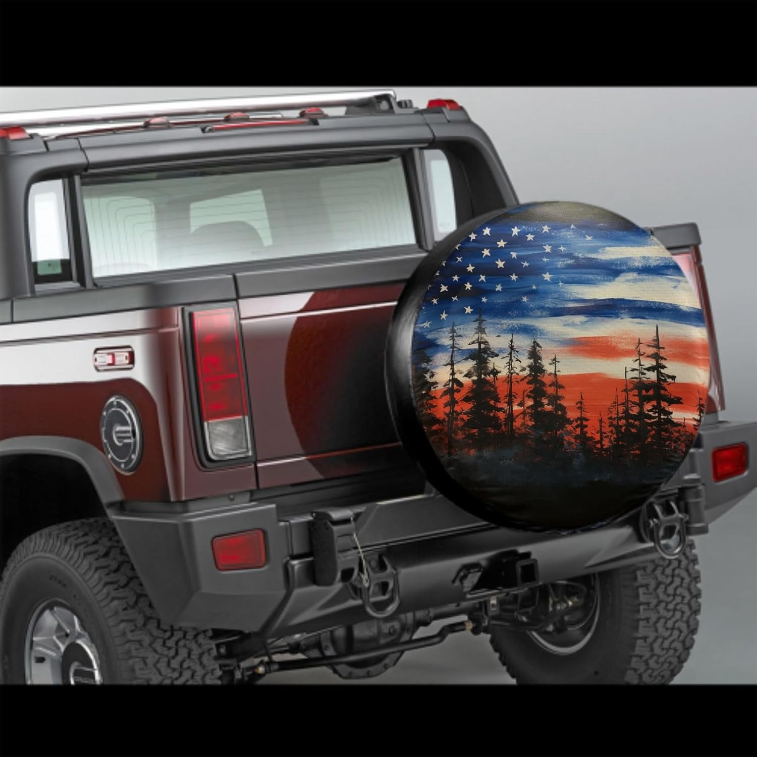 Spare Tire Cover American Flag Waterproof Dust-Proof Universal 14 Inch Wheel Protectors Camper Tire Cover Fit for RV Trailer Truck Jeep SUV Rav4 Motorhome Travel Trailer Accessories