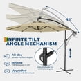 thumbnail image 3 of EastVita 10FT offset patio umbrella with solar lights 32 LED Lights with Infinite Tilt and Cross Base for Deck Pool Garden Backyard (Beige), 3 of 9