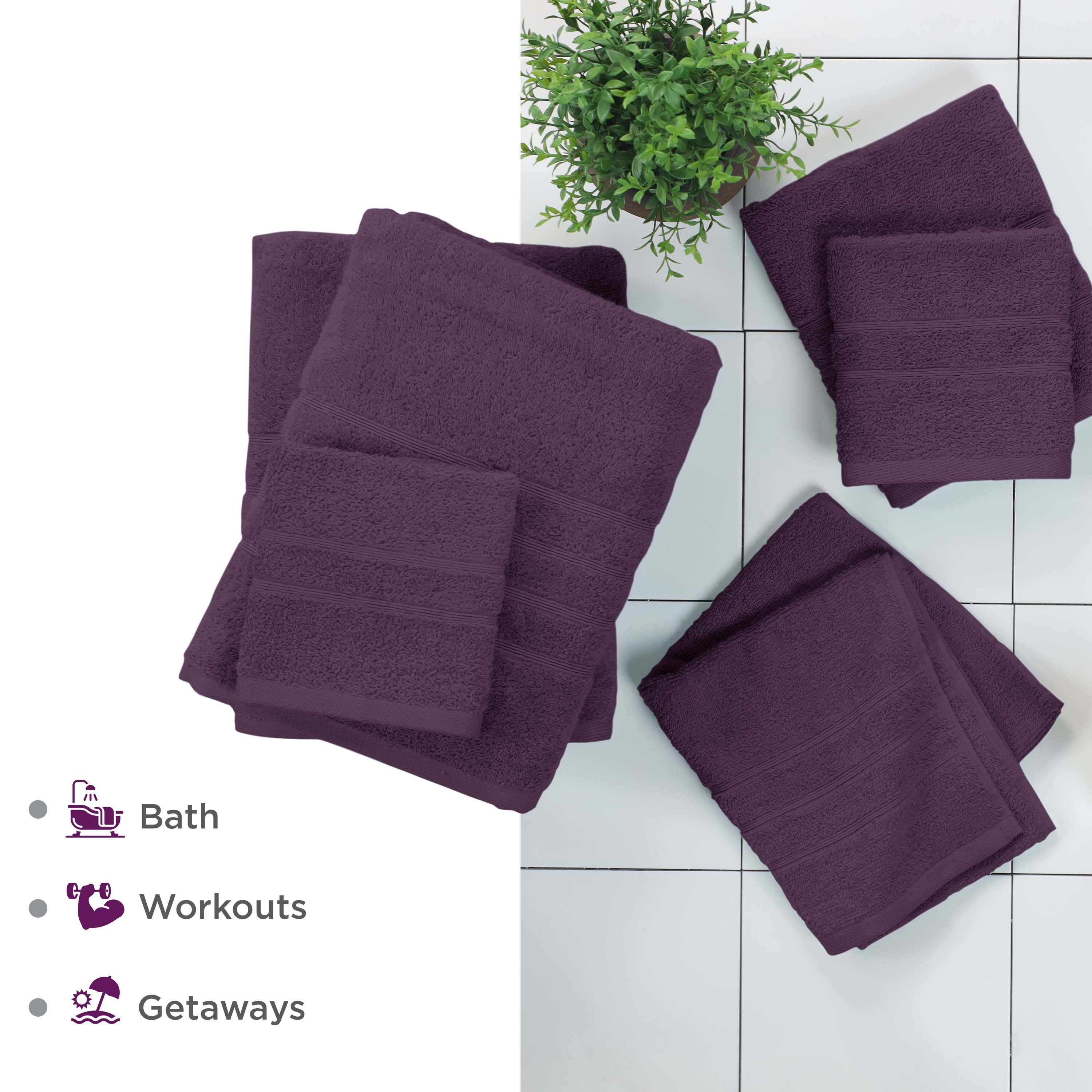 Martex 6-Piece Towel Set | 100% Cotton Soft & Absorbent Bath Towels | Dark Purple