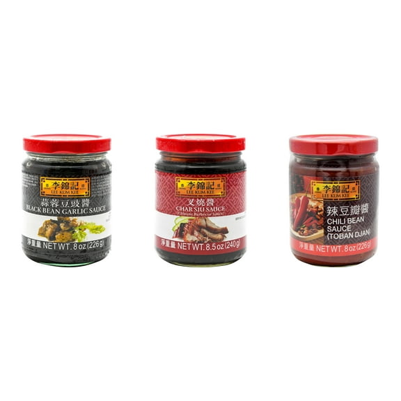 NineChef Brand Spoon Plus 3 Pack Lee Kum Kee Cooking Sauce, 3 Flavors(Black Bean Garlic Sauce,Char Siu Sauce,Chili Bean Sauce)
