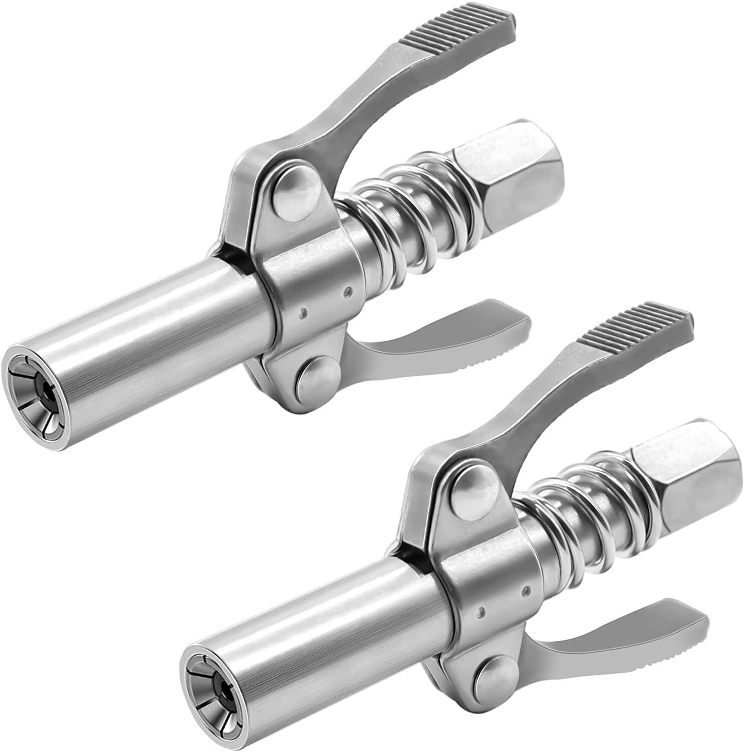High Pressure Grease Gun Coupler Double Handle Lock Oil Nozzles 2 PCS