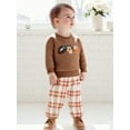 thumbnail image 6 of Rovasas Toddler Girls Fall Outfits Embroidery Shirt and Elastic Plaid Pants, 6 of 8