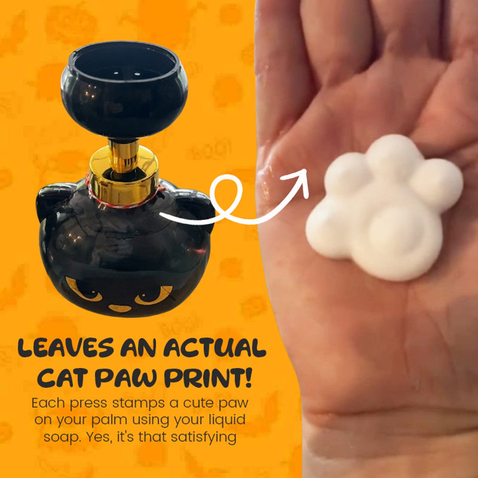 Cute Cat Paw Foam Soap Dispenser, 2026 Black Kitty Foaming Pump Bottle Creates Paw-Shaped Foam, Automatic Soap Dispenser with Black Cat Paw Print Press, Spooky Cute Hand Soap Pump (3PC)