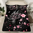 thumbnail image 2 of Castle Fairy Magical Dragon 3pcs Twin Sheet Sets,Chic Flower Twin Fitted Sheet,Japanese Style Breathable Flat Sheet,Ultra Soft Animal Home Decor, 2 of 5