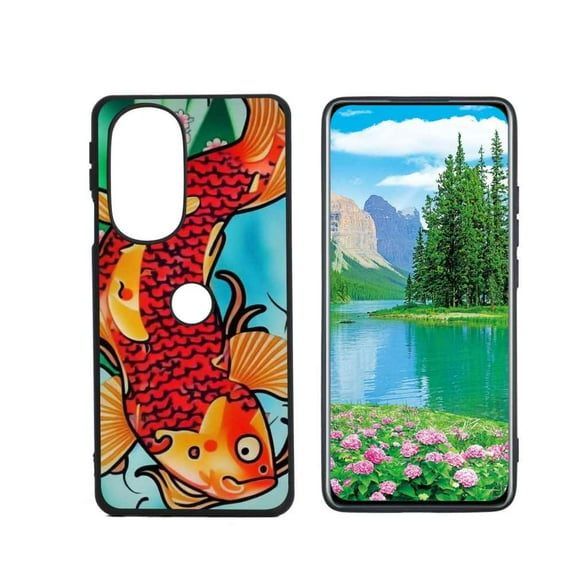 Compatible with Moto Edge+ (2022) Phone Case, Japanese-Inspired-cherry-blossom-koi-fish-7 Case Silicone Protective for Teen Girl Boy Case for Moto Edge+ (2022)