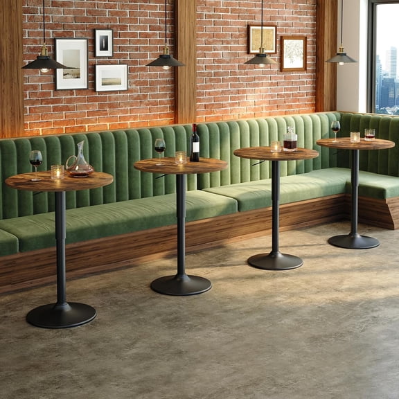 Set of 4 Round Bar Tables Height Adjustable Pub Table with Sturdy Metal Base for Home Kitchen Bistro