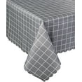 thumbnail image 2 of Fennco Styles Check Plaid Waterproof Scalloped 55 x 87 Inch Square Tablecloth Grey, 2 of 5