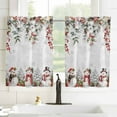 thumbnail image 3 of Christmas Snowman Kitchen Curtain 2 Panels Curtains 54 Inch Length, Xmas Snowflake Berry Botanical Curtains Rod Pocket Curtains Window Drapes Treatment Window Cafe Curtains, 3 of 5