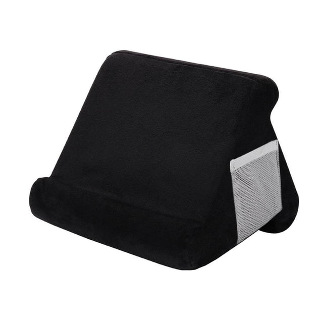 Support d'Oreiller pour Tablette Ajustable avec Pochette de Rangement, Housse en Lin et Coton pour Appareils de 4 à 13 Pouces