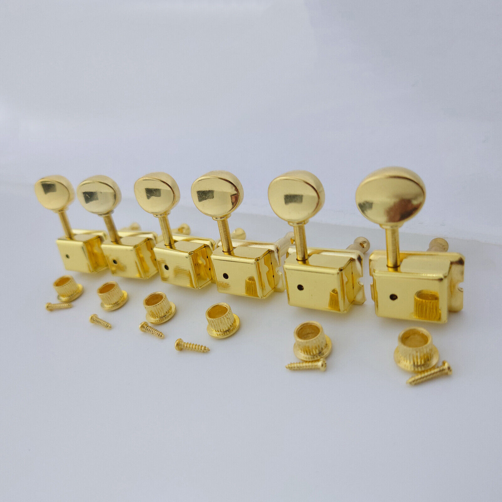 6 Inline Vintage Guitar String Tuners Guitar Machine Heads Tuners Gold Tuning Key Pegs Machine Heads Replacement for ST TL Style Electric,Folk or Acoustic Guitar Replacement Parts
